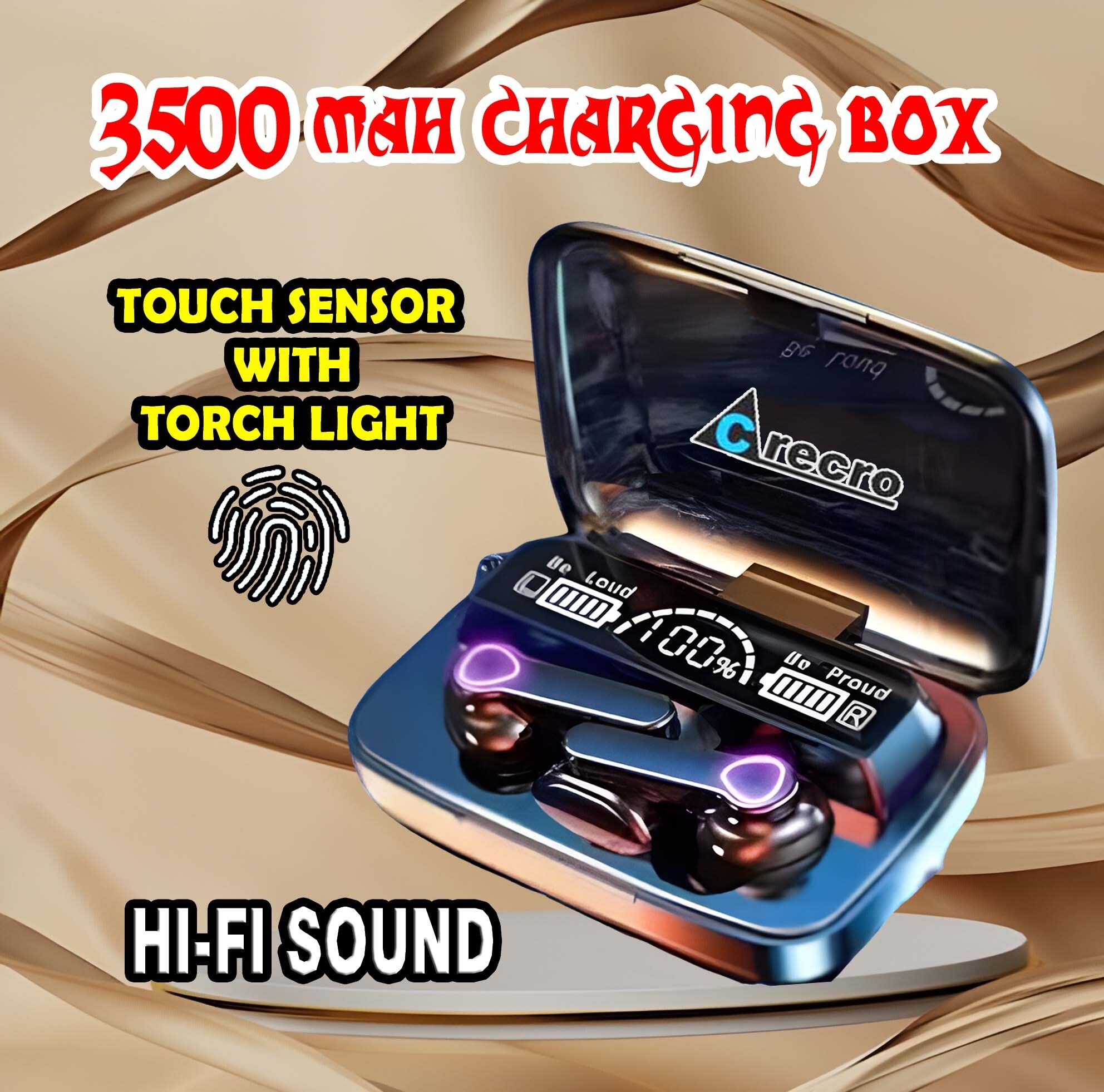 crecro M19 Bluetooth Headphone 5.1 Wireless Bluetooth Headset (Black, True Wireless) A5 Smart Headphones