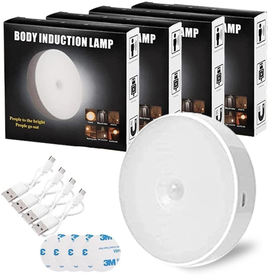 DHARMISHO Motion Sensor Light Home with USB Charging Wireless Self Adhesive LED Pack OF 4 Smart Sensor Light image 1