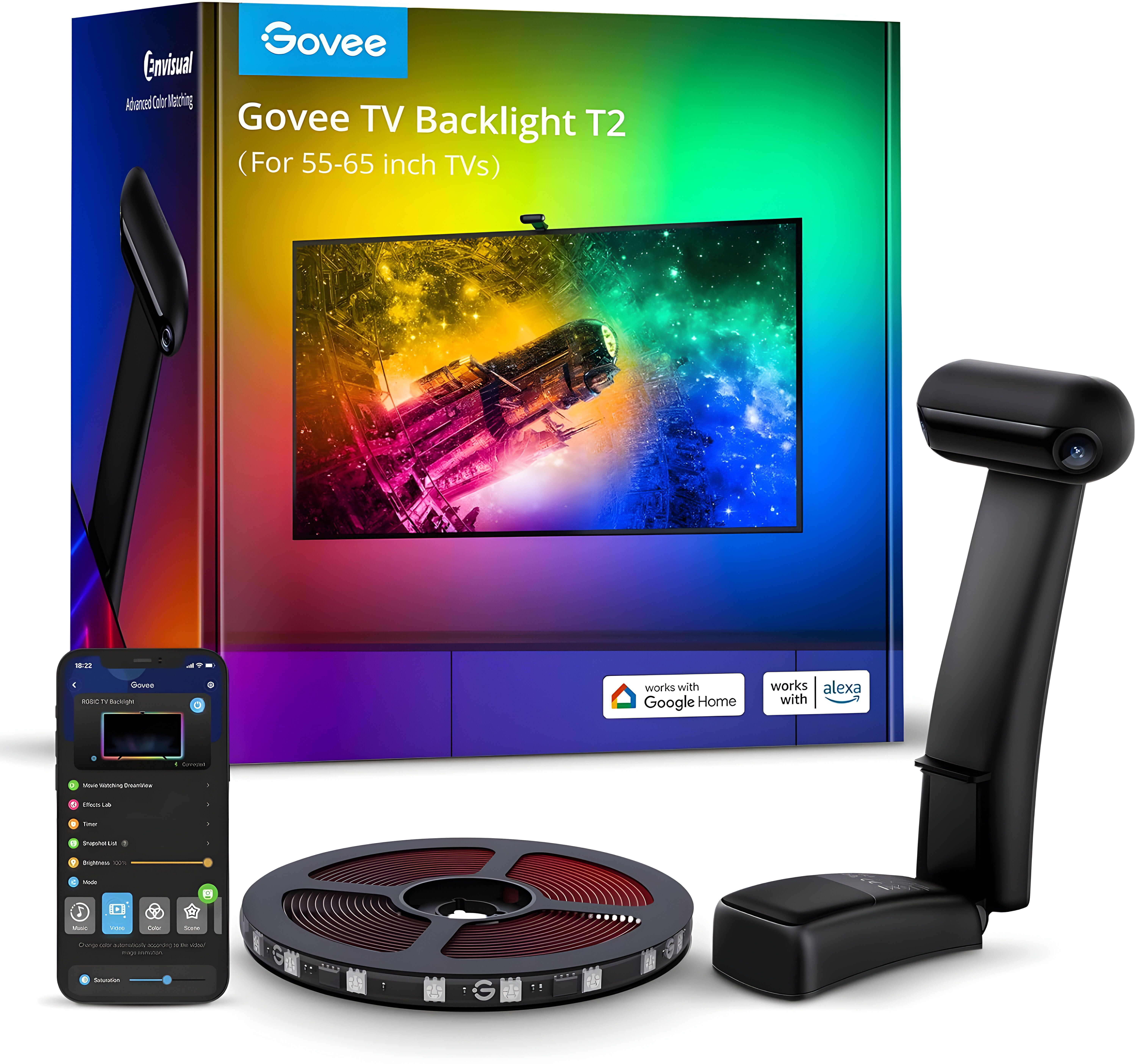 Govee Envisual TV LED Backlight T2 with Du0al Cameras for 55-65 inch TV Sync