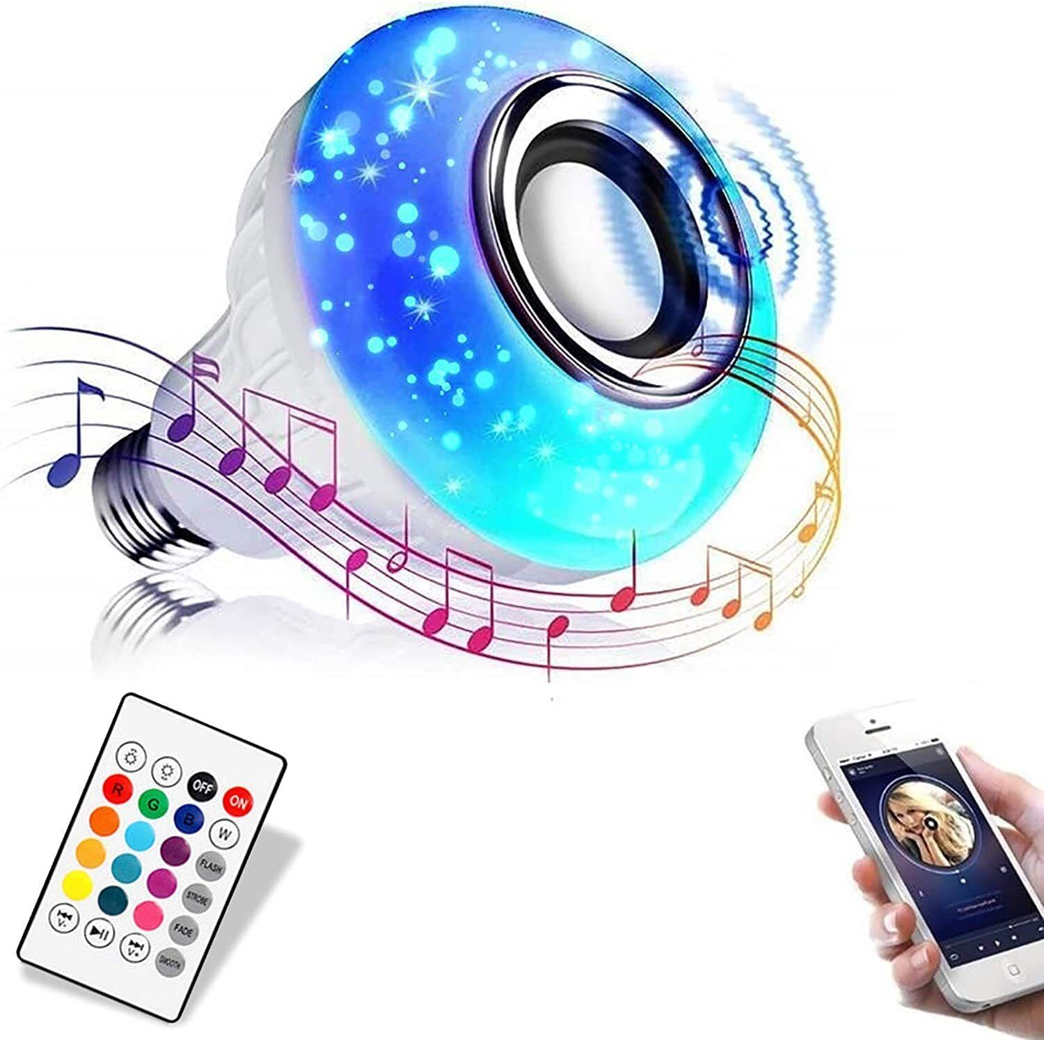 AJ HUB Remote Control RGB Smart Music Bulb With Color Changing Feature Smart Bulb