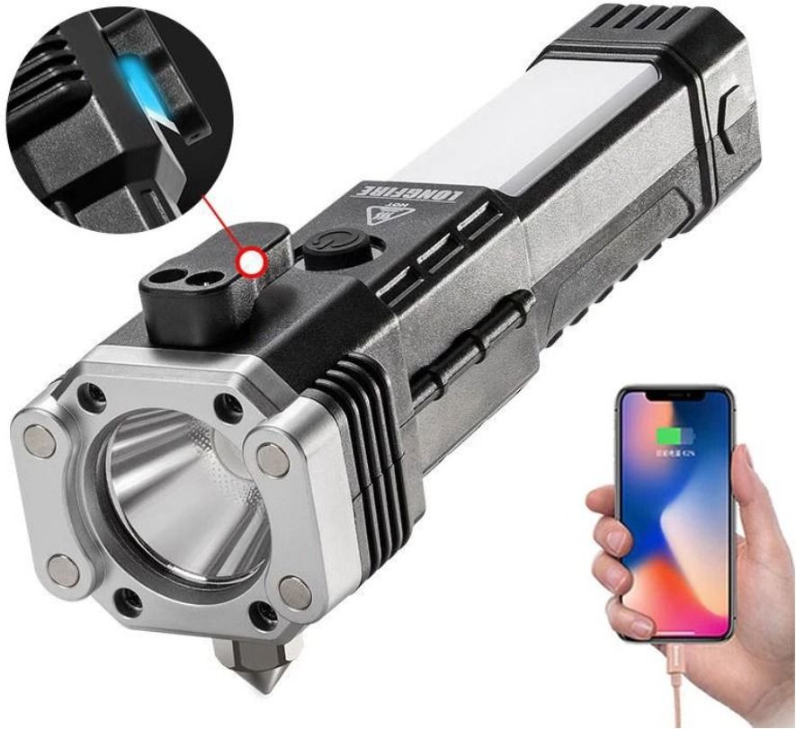 TRINETRAHUB Torch Light,LED 3W Torch Light Rechargeable Torch Flashlight,Long Distance .1 Light Strip-picture-12