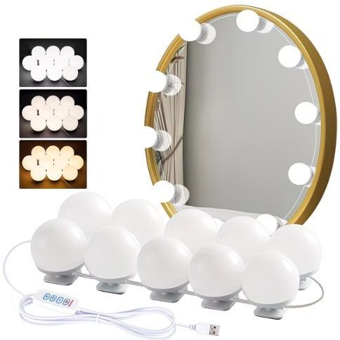 CLARZA LED Vanity Mirror Lights with 10 Dimmable Bulbs | 3 Color Modes Kit-picture-28
