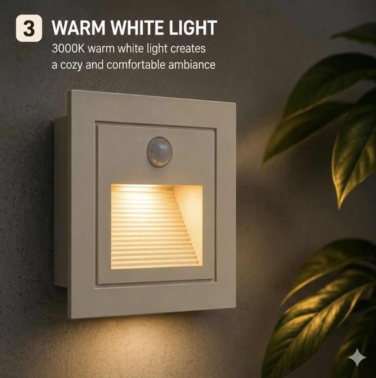 MSLIGHTS LED 3W Motion Sensor Foot Light |Warm White |Stair/Step Wall Light | (White) Motion Sensor Light-image-30
