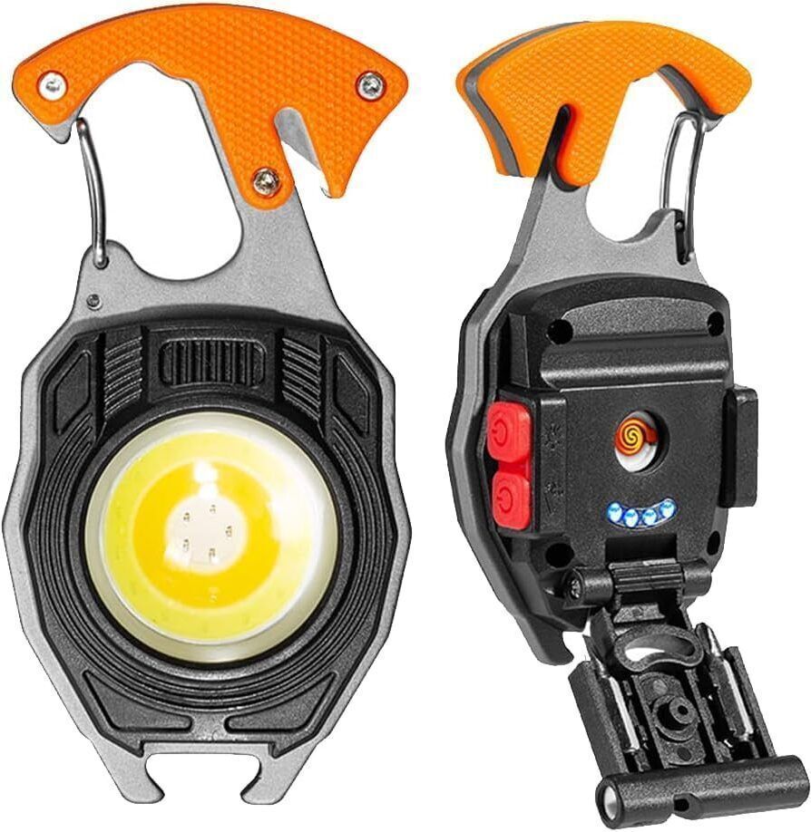 JANCOM Mini LED Keychain Flashlights Rechargeable Flashlights with Lighter Motion Sensor Light-image-1