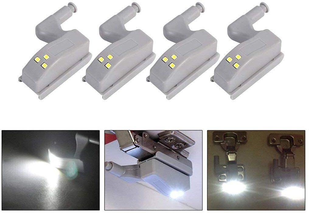 Shelzi 4pc+Battery Automatic Inner Hinges LED Light for Kitchen Cabinet Cupboard Closet Smart Sensor Light-image-15