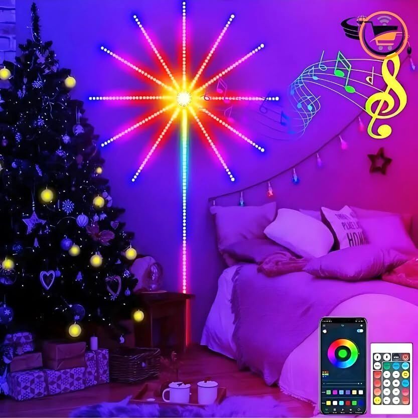 Vedara ™Smart Firework LED Lights,12 Bright Starbursts Sparkle 10Ft App Remote Control Light Strip-picture-23