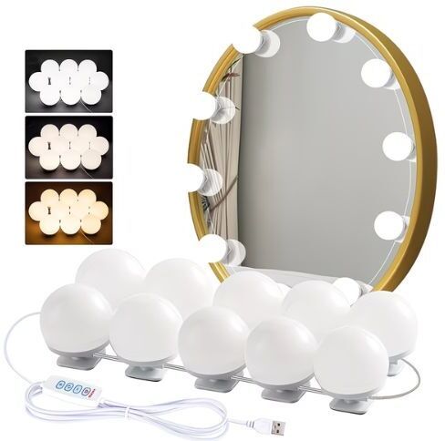 CLARZA LED Vanity Mirror Lights with 10 Dimmable Bulbs | 3 Color Modes Kit-picture-24