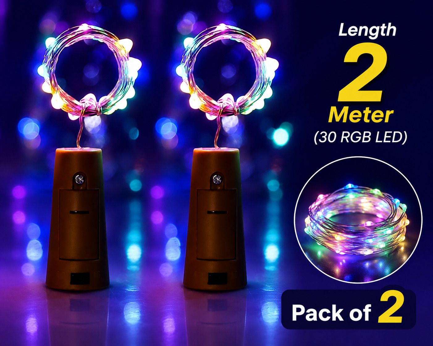 Printbook 30 rgb LEDs 2 m RGB Steady String Rice Lights (Pack of 2)-image-37