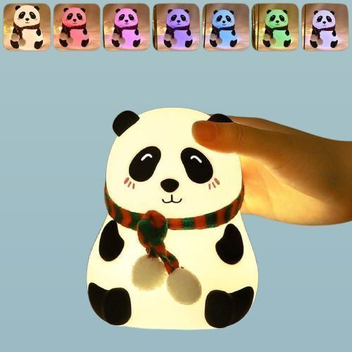 JPGC Cute Panda Silicon Night Lamp USB Rechargeable 7 Color Changing For Kids-363 Smart Sensor Light-picture-15