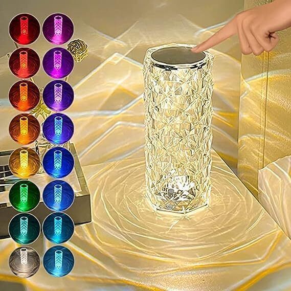 RuHaNest Crystal Table Lamp, Touch Control RGB Rose Diamond Table Lamp Table Lamp-image-37