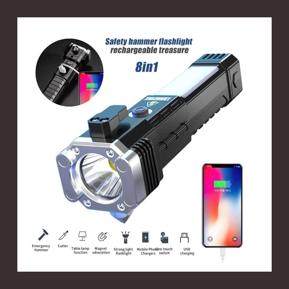 Almighty Rescue Torch with Hammer Window Glass Built Portable Rechargeable .4 Dimmer Switch-image-33