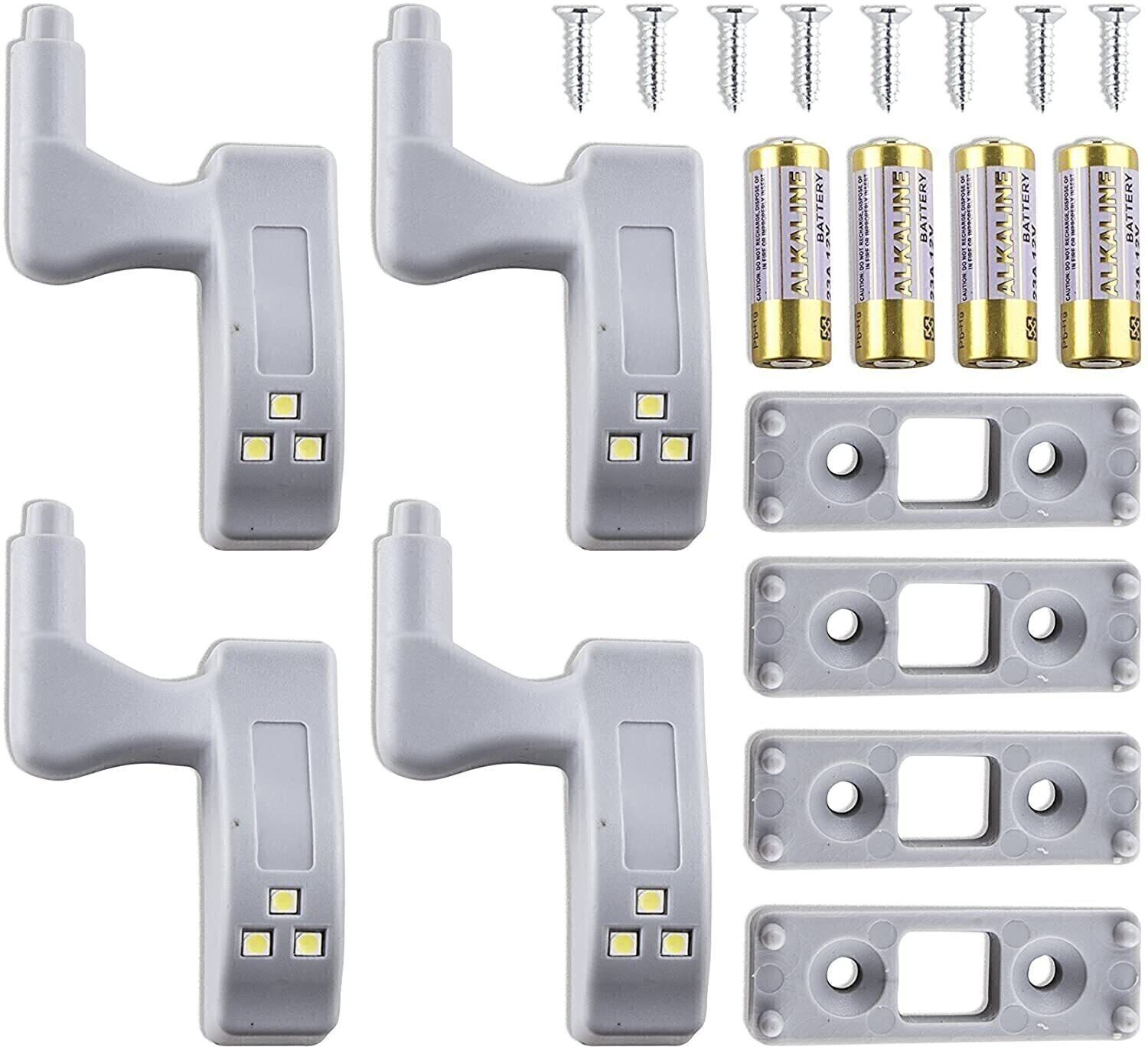 Urban Infotech 4 Pcs Hinge LED Light with Extra Battery for Cabinet Modern Kitchen Almirah Smart Sensor Light-image-12
