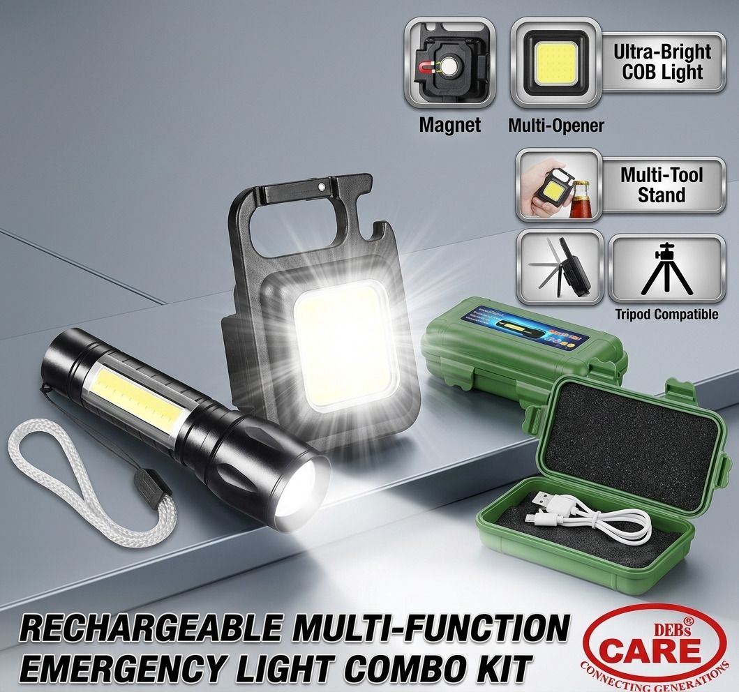 New Combo (Pack Of 2) COB Flashlight With Keychain Light Magentic Mini Size 8 hrs Torch Emergency Light-image-12