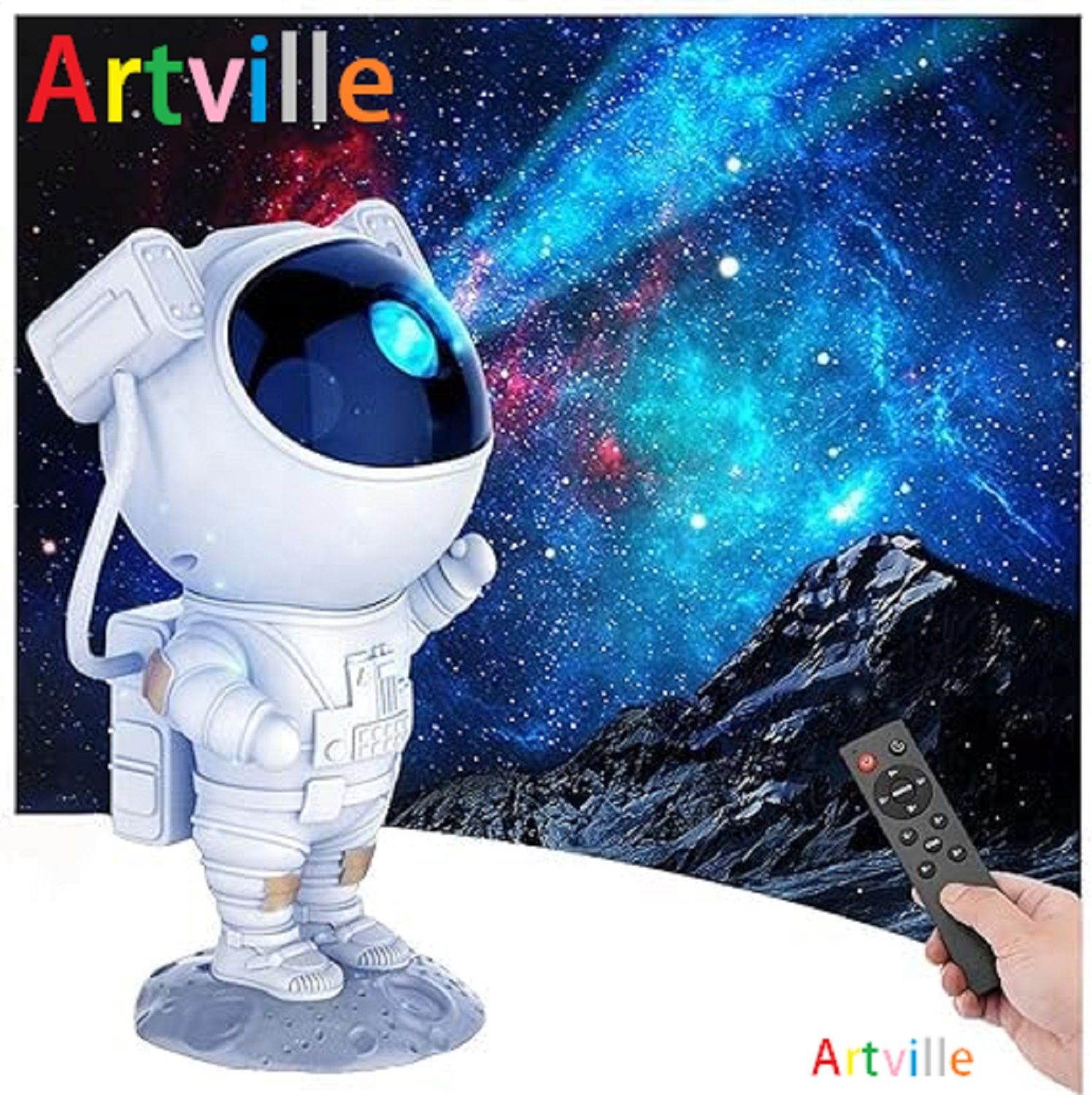 ARTVILLE 360 Degree Astronaut Night Lamp Nebula Galaxy Projector Lights with Remote Ceiling Lamp