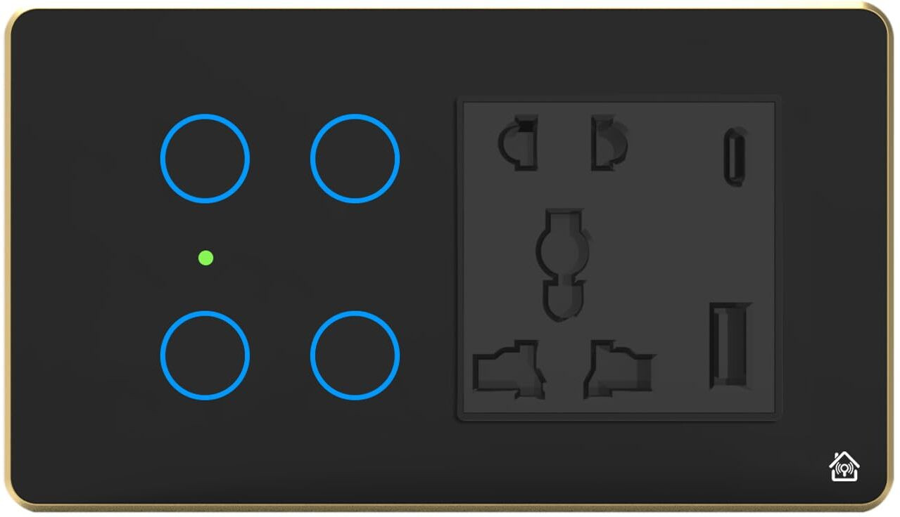 HomeMate Smart Touch Switch Panel | 4 Switch & 1 Socket with Quick Charge USB's image 1