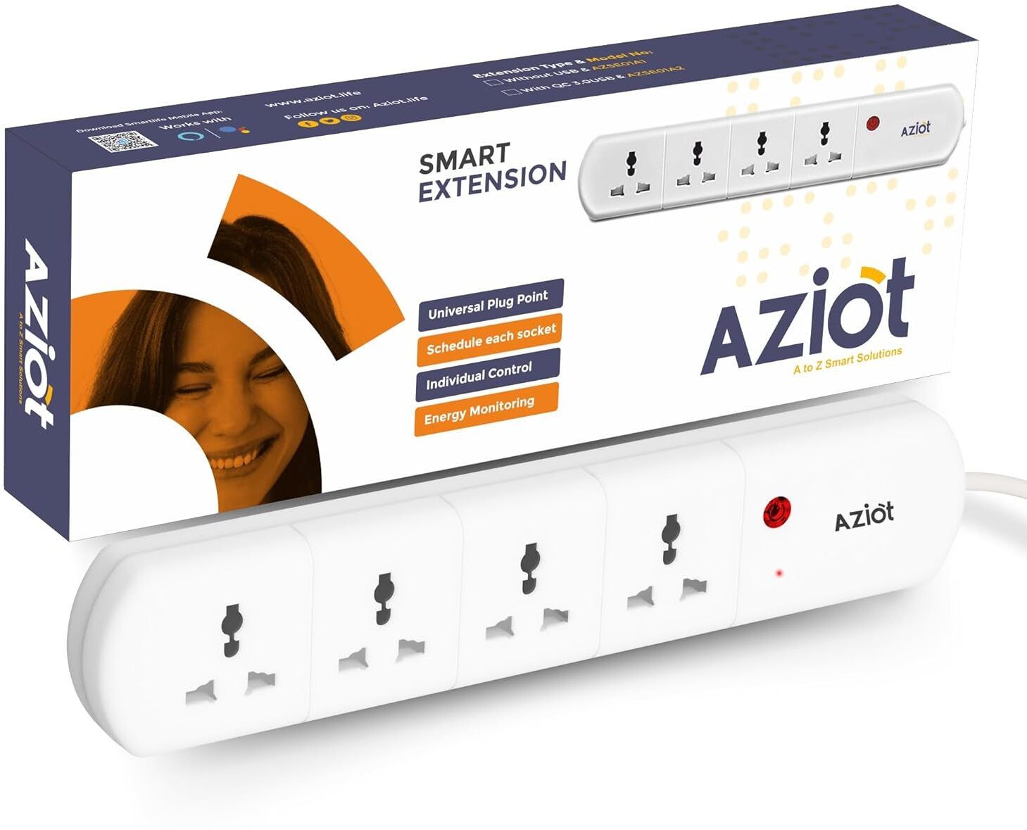 AZIOT 4 Socket Smart Extension - WiFi/Bluetooth, Timer, Power Monitor, Alexa & Google Smart Power Strip-picture-21