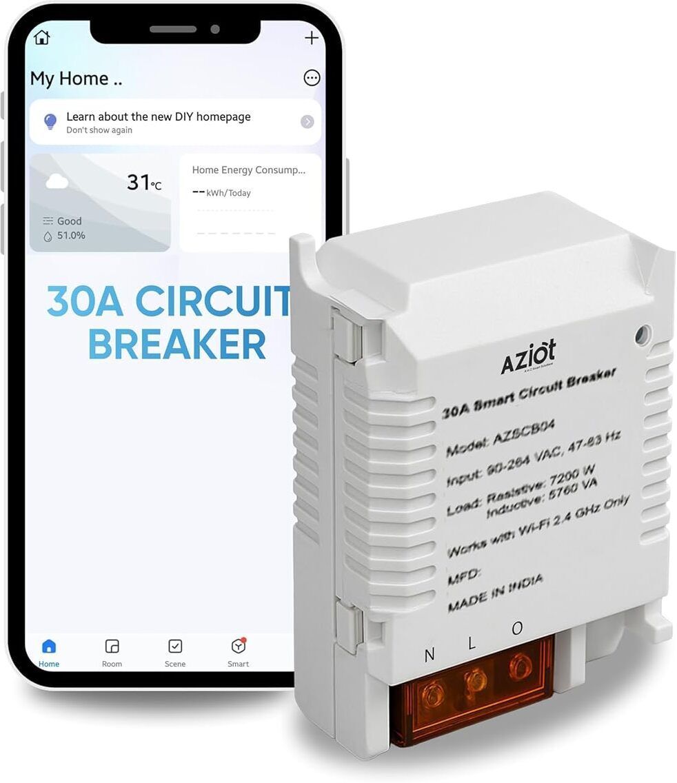 AZIOT WiFi + BLE Smart Circuit Breaker | 30A |Alexa & Google Compatible |Made in India Smart Switch-image-34
