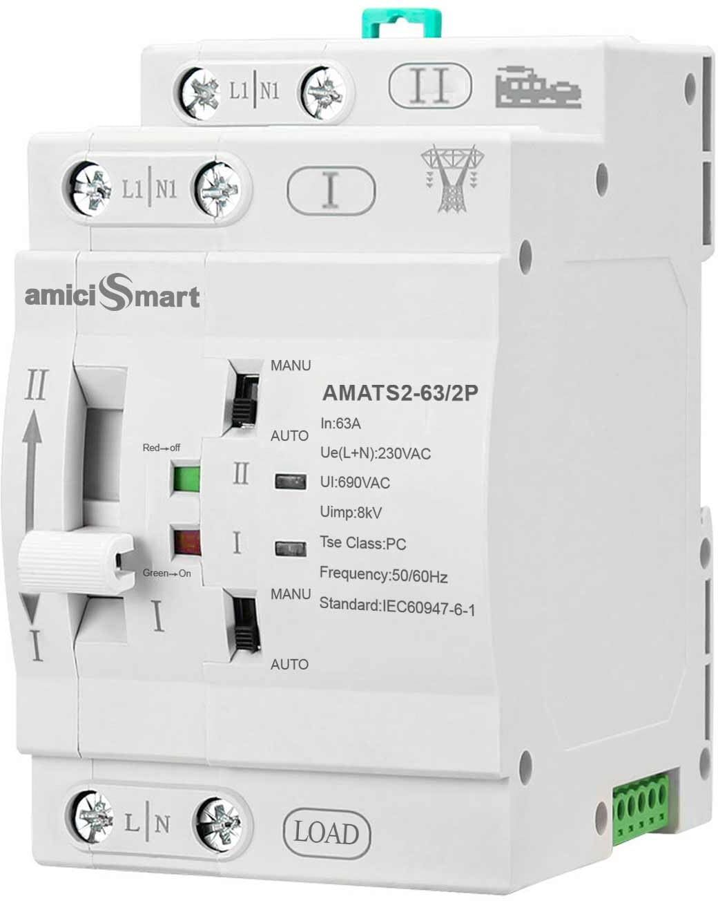 amiciSmart 63A Dual Power Automatic Control Transfer Switch, 230VAC Single-Phase Smart Switch-picture-16
