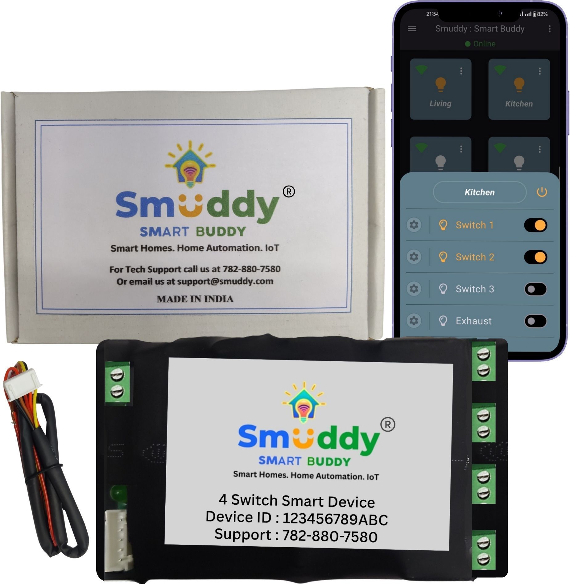 Smuddy 4 Node WiFi Smart Retrofit Switch - Made in India Smart Switch-picture-46