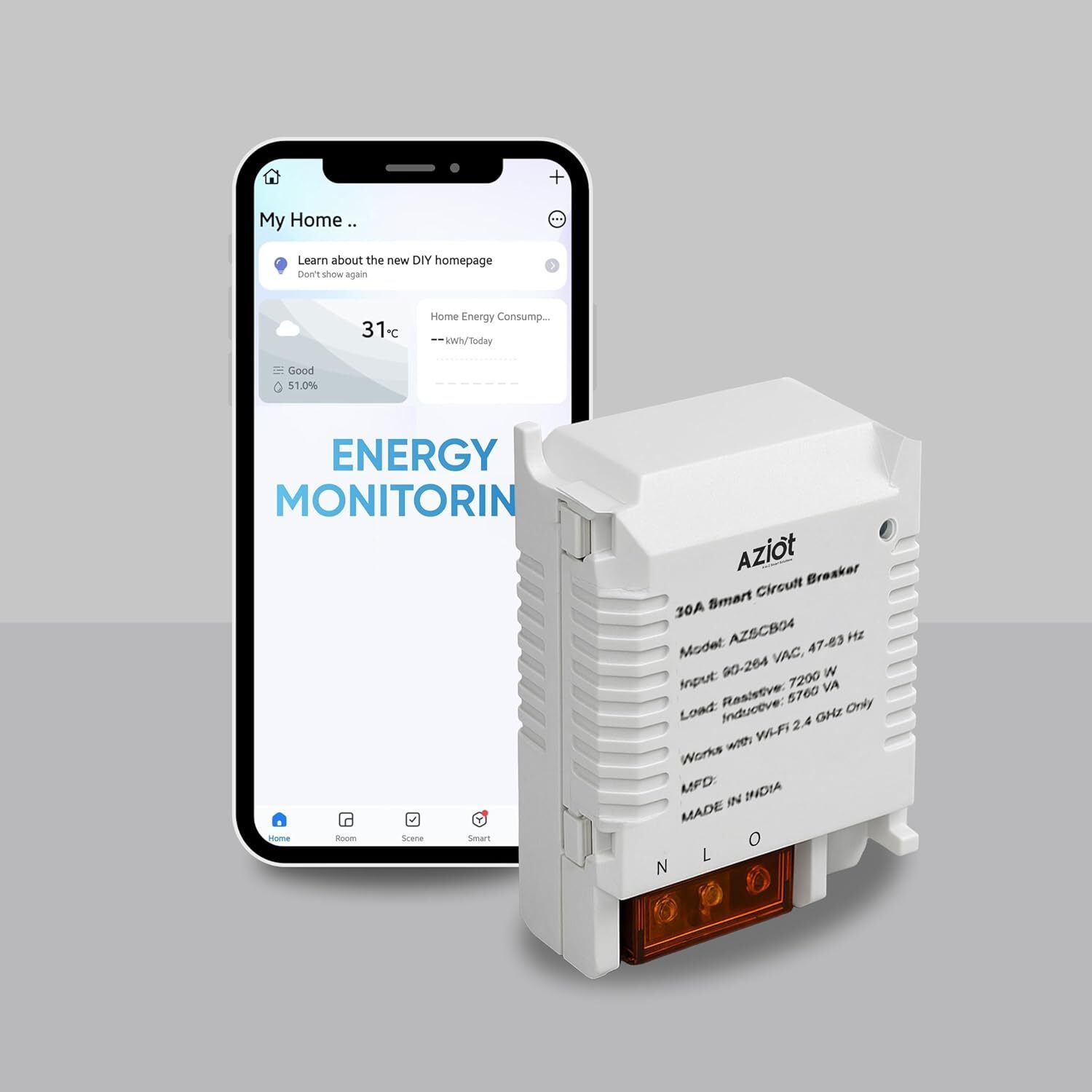 AZIOT 30A WiFi + BLE Smart Breaker | Energy Metering | Alexa & | Made in India Smart Switch-image-30