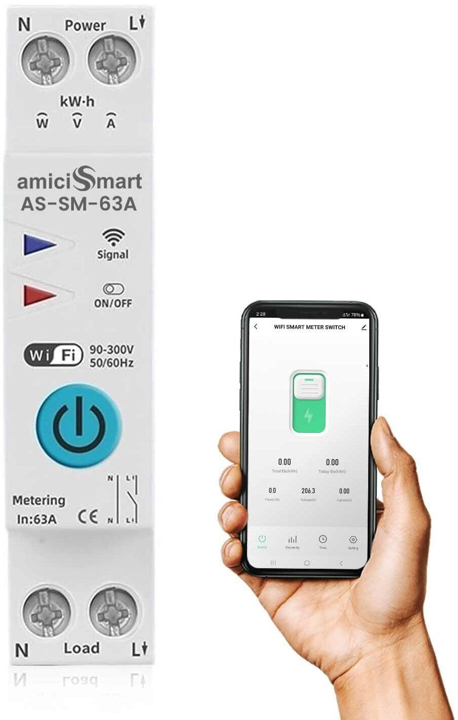 amiciSmart WiFi Energy Meter with Timer Switch Real-Time Power Monitoring Mobile App Smart Switch-picture-13