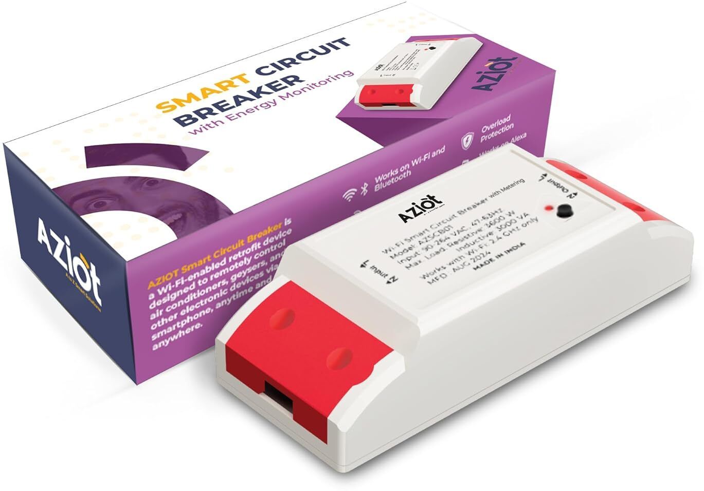 AZIOT WiFi + BLE Smart Circuit Breaker - 16Amp, Energy Metering Smart Switch-picture-46