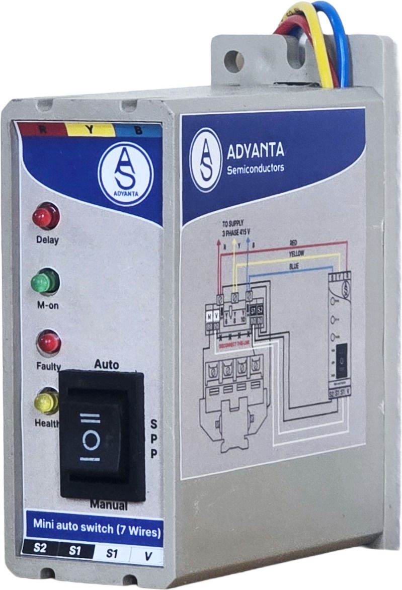 Adyanta Mini Auto Switch 3Phase (7 Wires), DOL Motor Controller Status Indicators, Cream Smart Switch-picture-39