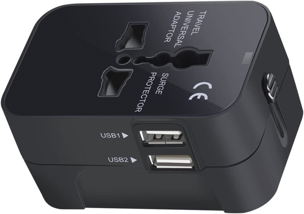 Nij Universal Travel Adapter with Dual USB Charger Ports Worldwide Charger (Black) Smart Switch-picture-27