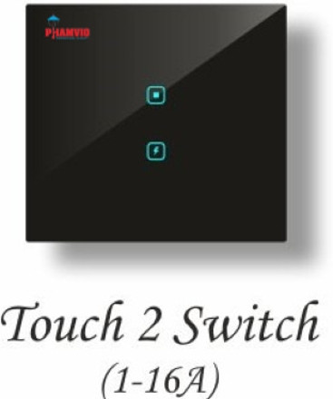 Phamvio 2 Gang Touch panel Switch (1 gang 2 Way)-2M Size Smart Switch image 1