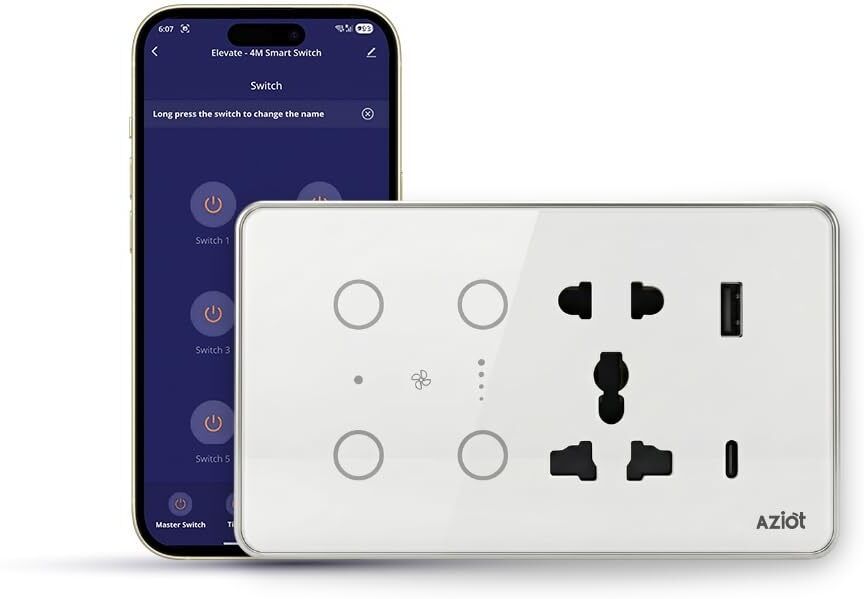 AZIOT Smart Glass Touch Switch Panel, Elevate 4M (2 Switch + Fan + Socket) Smart Switch-image-22