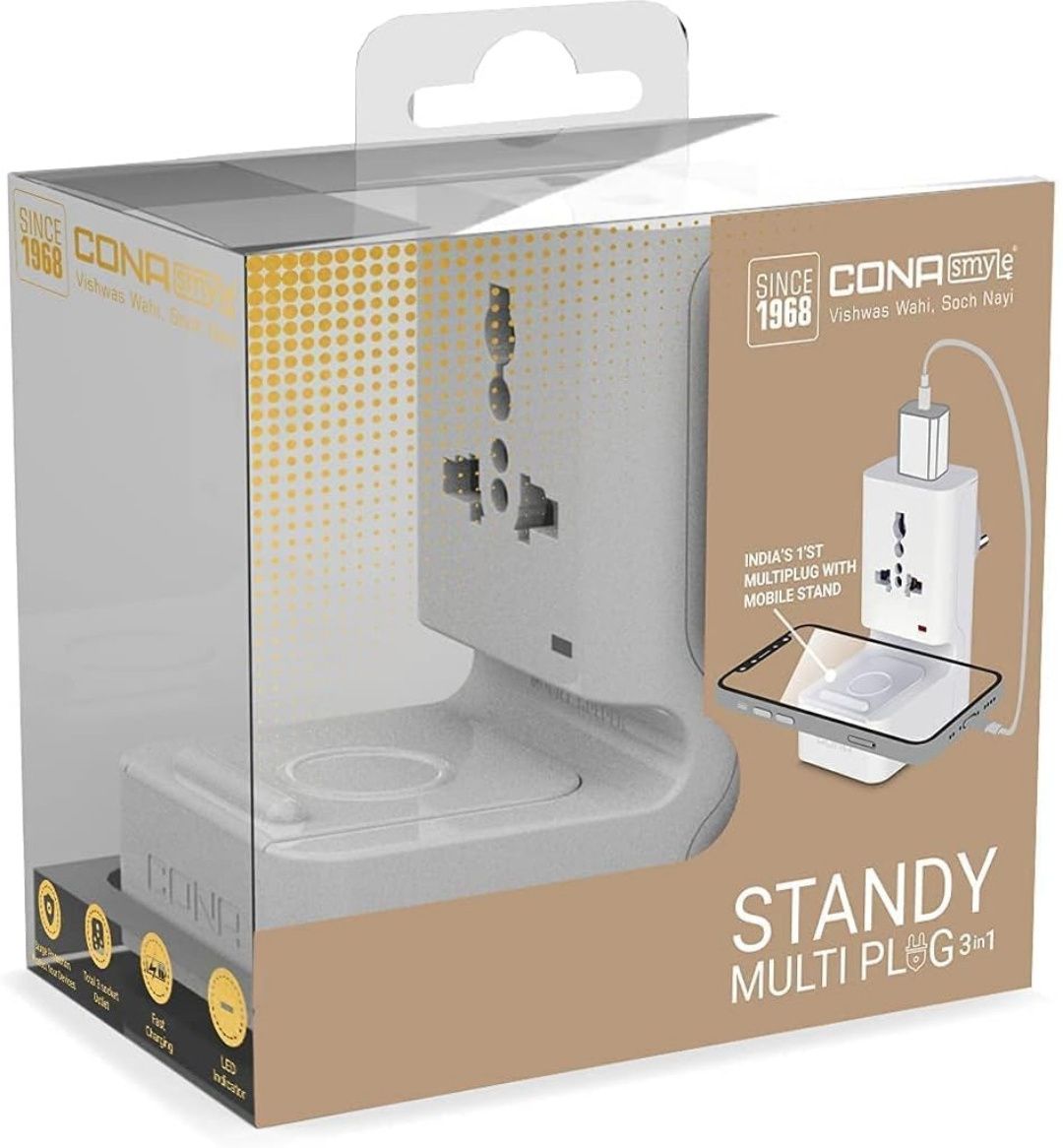 SAHU BY Cona Standy Multiplug 3+2 with USB - (White) - (Material -PC) - Unit 1 No. Smart Power Strip-picture-38