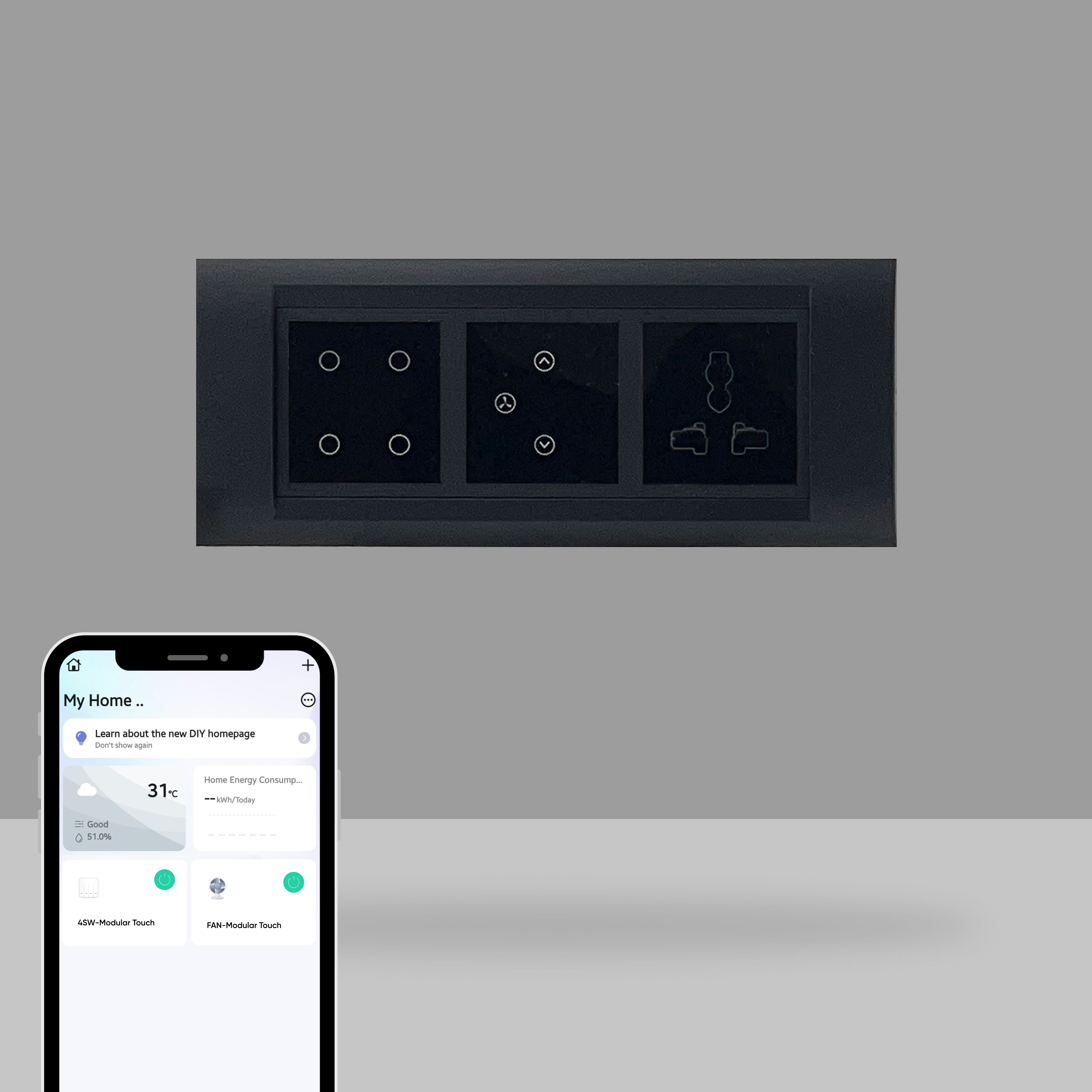 AZIOT 6 Module Switch Board Plate | Smart 4 Touch, Fan Touch SW & Socket Smart Switch-picture-25