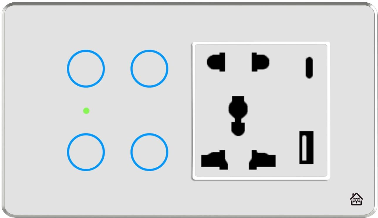 HomeMate Smart Touch Switch Panel | 4 Switch & 1 Socket with Quick Charge USB's image 1