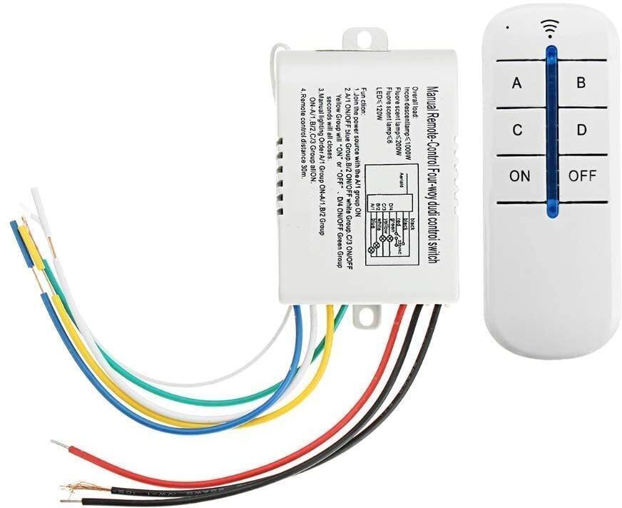 IMODRIX 4-Way ON/Off 220V-240V Wireless Wall Switch with RF Remote Control Smart Kit-image-48
