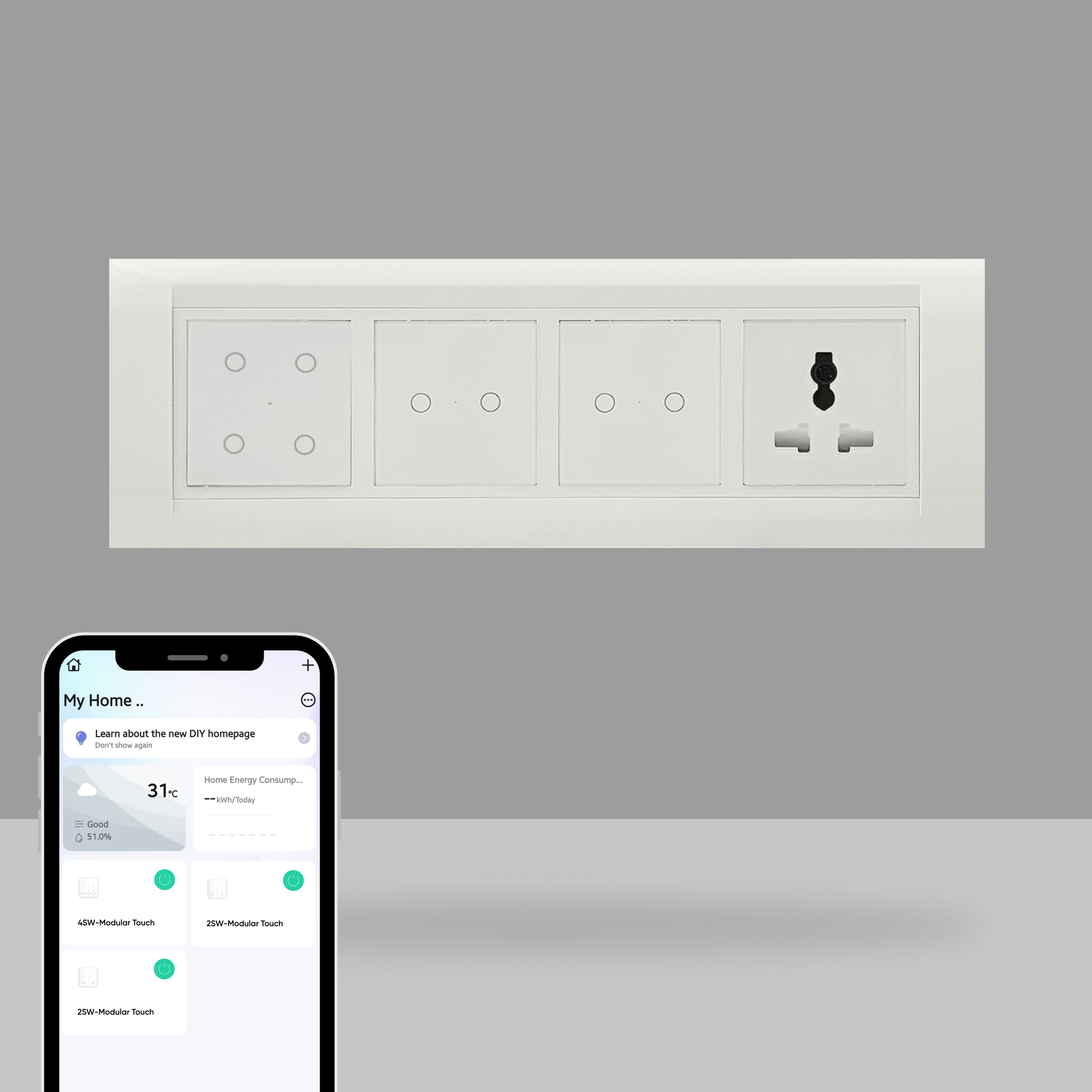 AZIOT 8 Module Switch Board Plate | Smart 4 Touch, Two 2 Touch SW & 1 Socket Smart Switch-picture-35