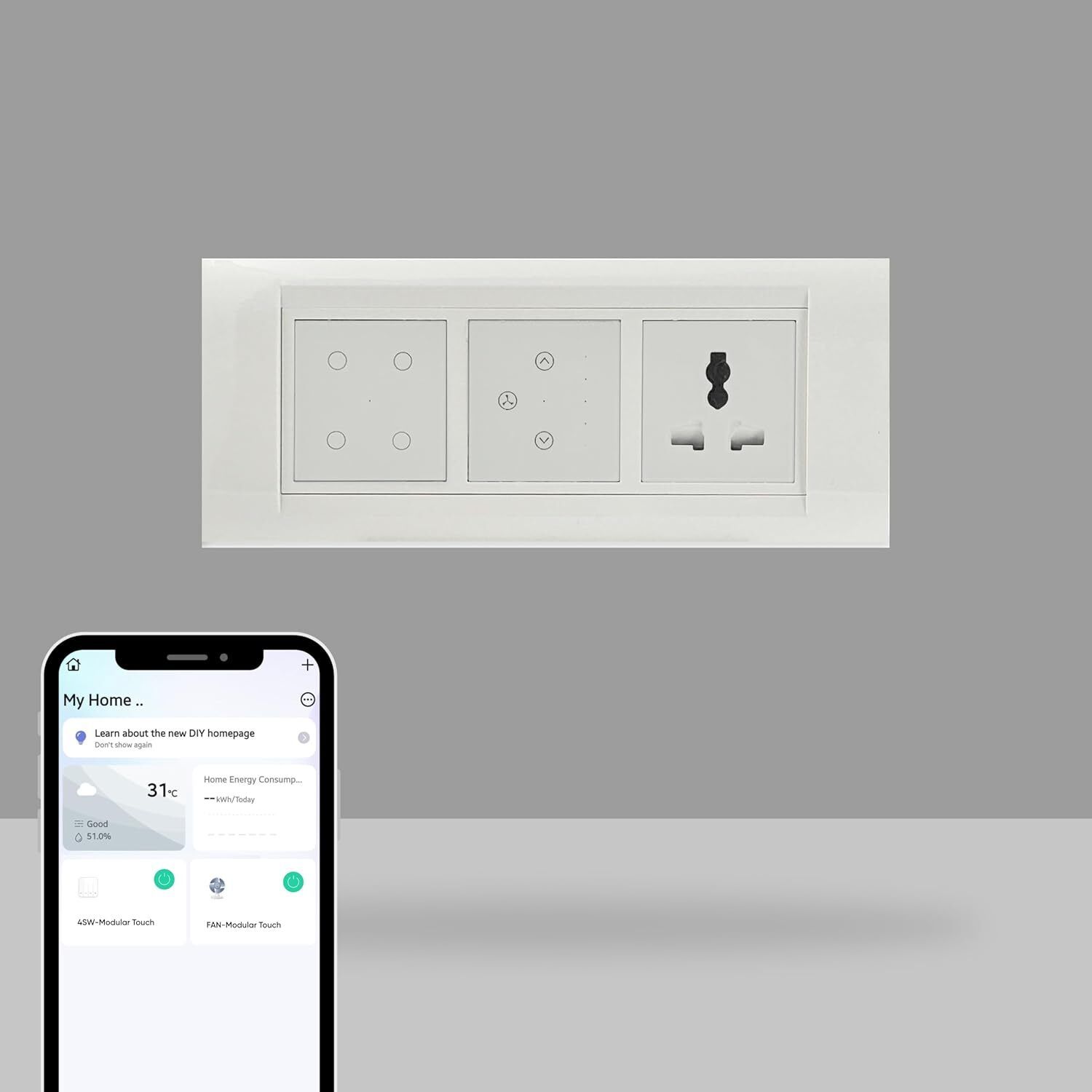 AZIOT 6 Module Switch Board Plate | Smart 4 Touch, Fan Touch SW & Socket Smart Switch-picture-30