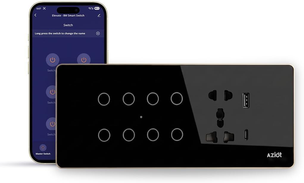 AZIOT Smart Premium Glass Touch Switch Panel, Elevate 8M (8 Switch + Socket) Smart Switch-image-28