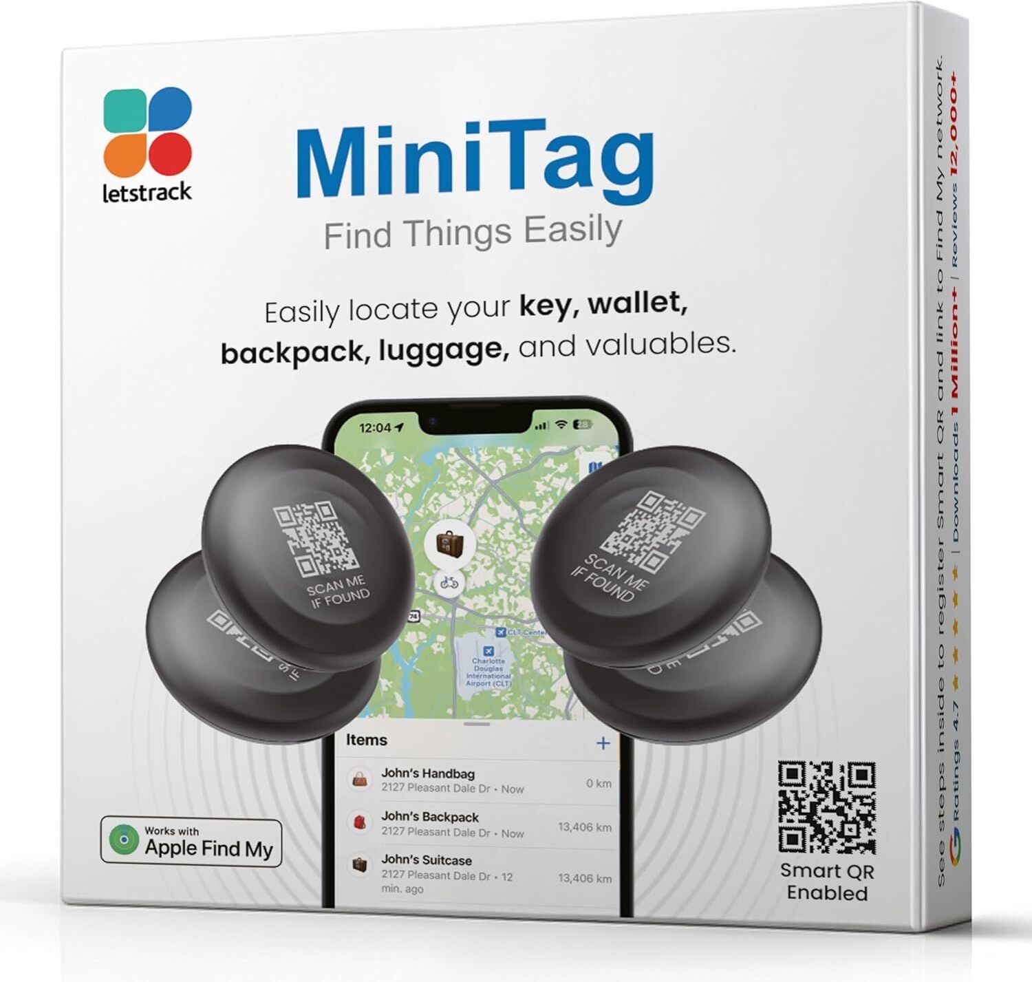 letstrack Bluetooth Tracker Item Finder for Keys, Wallet, Phone, Luggage, Pet Pack - 4 Location Smart Tracker-picture-24