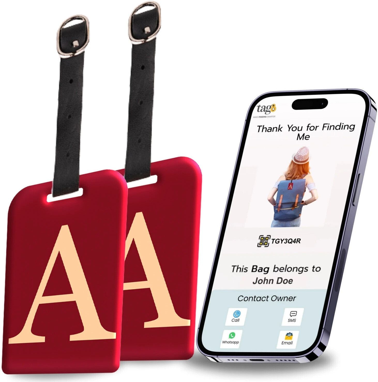 Smart Luggage Tag, Real-Time Email Alerts With Bag's Pack Of 2 Location Smart Tracker