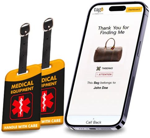 Medical Equipment Tag Yellow Color , Iconic Luggage Tag with Digital ID Location Smart Tracker-image-7