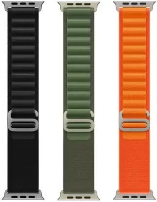 Geo SPORTS Alpine Loop Nylon Bands/Straps Compatible with Watch 49mm 45mm 44mm 42mm Men & Women, Adjustable Strap with Metal G-Hook Premium black, orange and green Strap for iWatch Ultra Series SE 8 7 6 5 4 3 2 1 (Only Alpine Loop Strap for Apple iWatch, Watch NOT Included) Smart Watch Strap