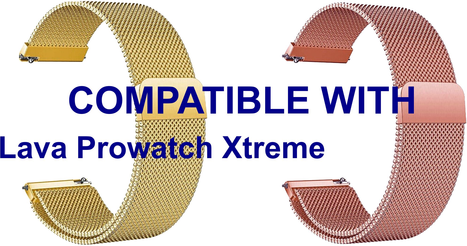 ACM WSM4M22GLRSG3895 Pack of 2 Watch Strap Magnetic Belt 22mm for Lava Prowatch Xtreme Smartwatch (Gold/Rose Gold) Smart Watch Strap-image-42