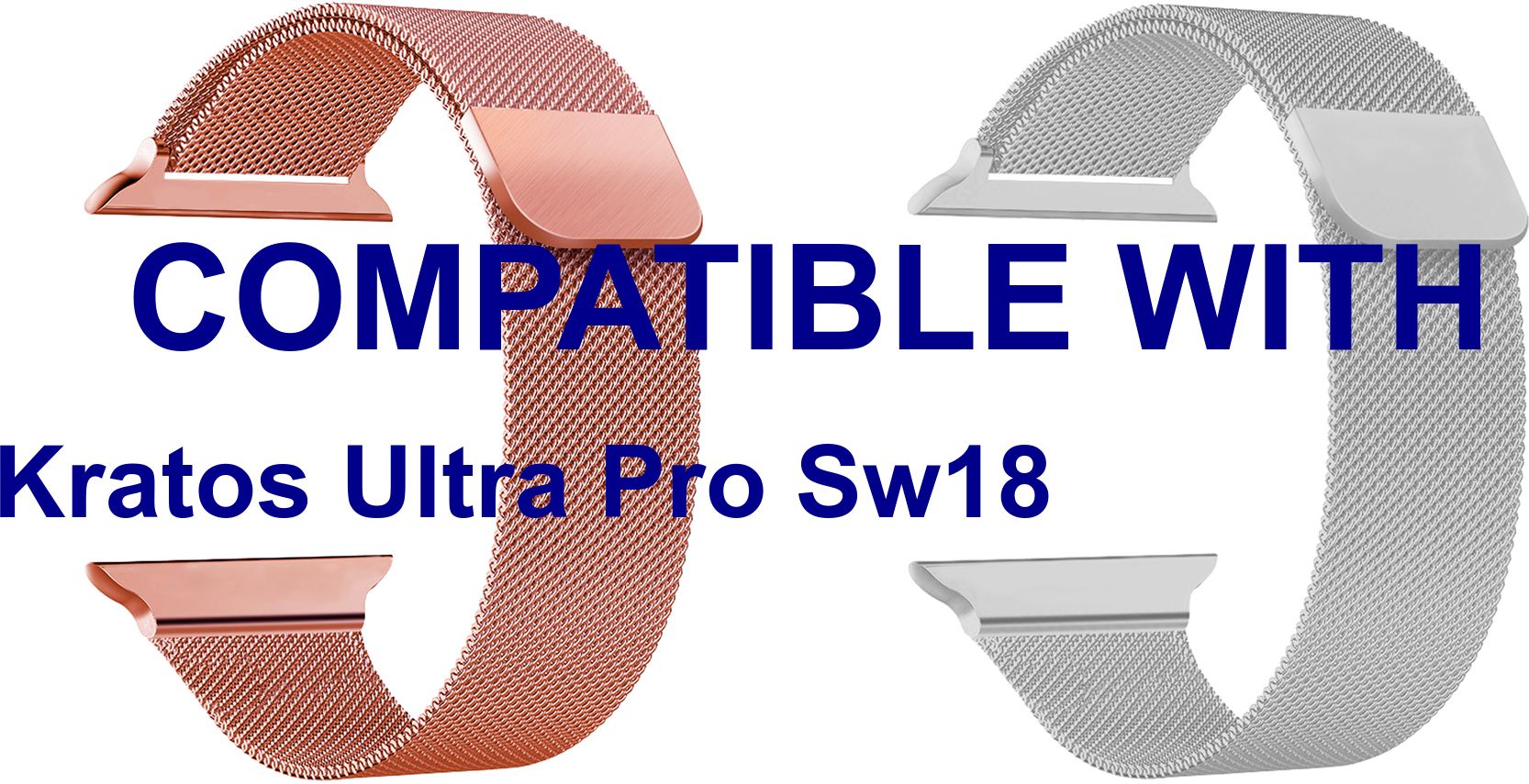 ACM WSM4M40RSGSL1649N1 Pack of 2 Sliding 44mm 49mm Watch Strap Magnetic for Kratos Ultra Pro Sw18 Smartwatch Rose Gold Pink/Silver Smart Watch Strap-image-4