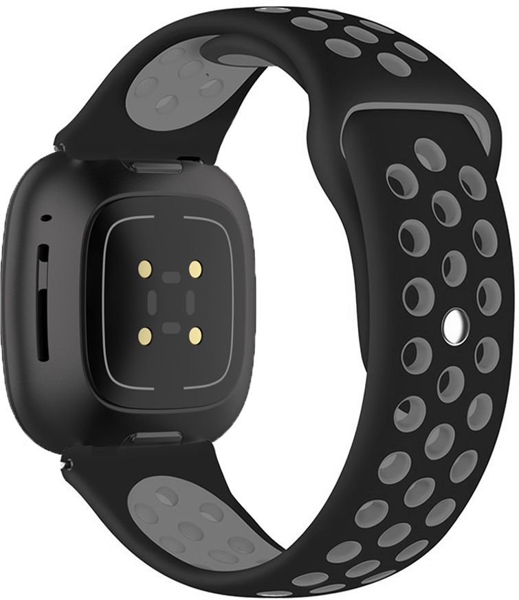 CellFAther Silicone Sport Dotted Strap Compatible with Fitbit Sense 1, Sense 2/ Fitbit Versa 3 & Versa 4 Smartwatches large size (Black/Grey) Smart Watch Strap-image-48