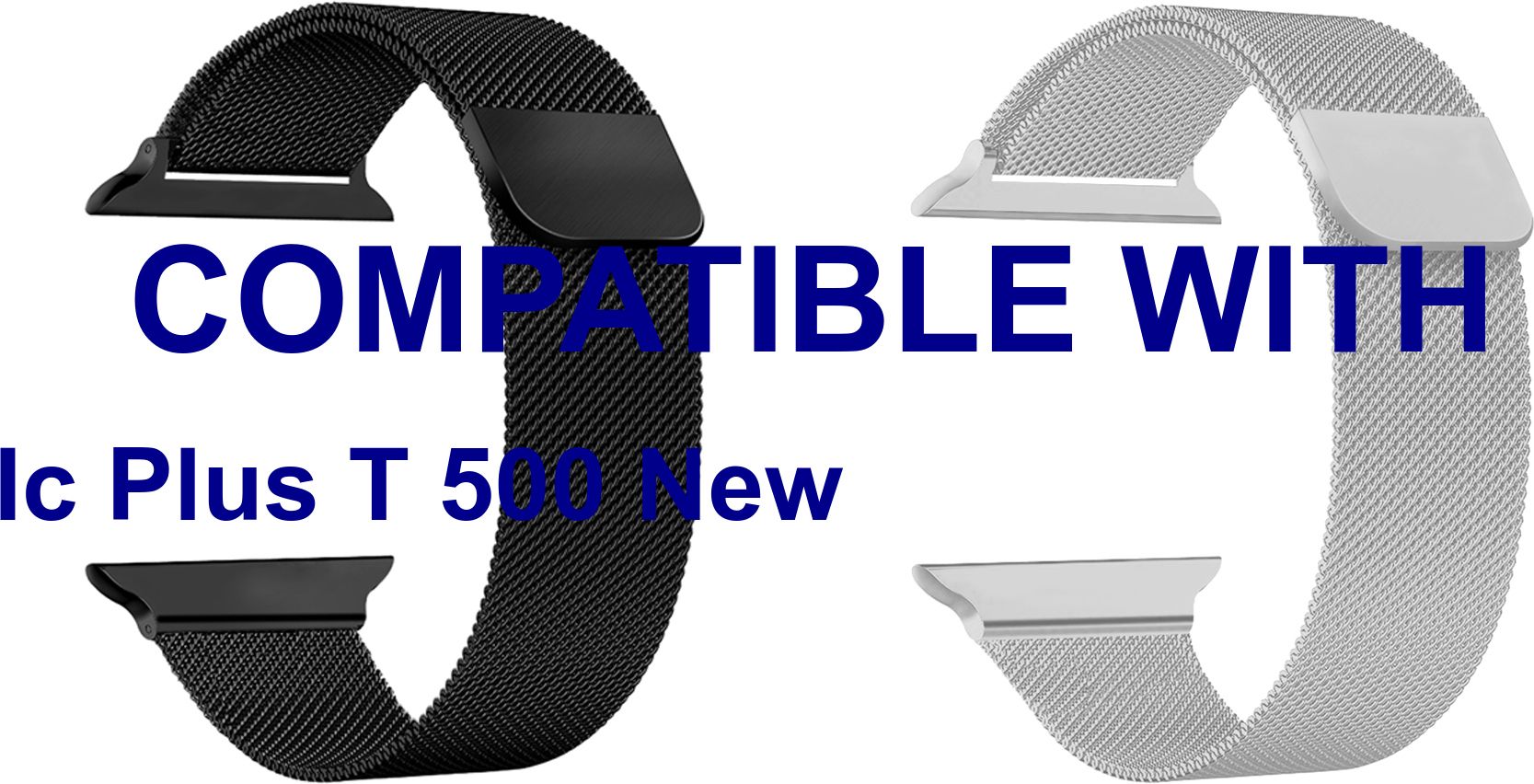 ACM WSM4M40BKSL1083N3 Pack of 2 Sliding 44mm 49mm Watch Strap Magnetic for Ic Plus T 500 New Smartwatch Black/Silver Smart Watch Strap-image-28