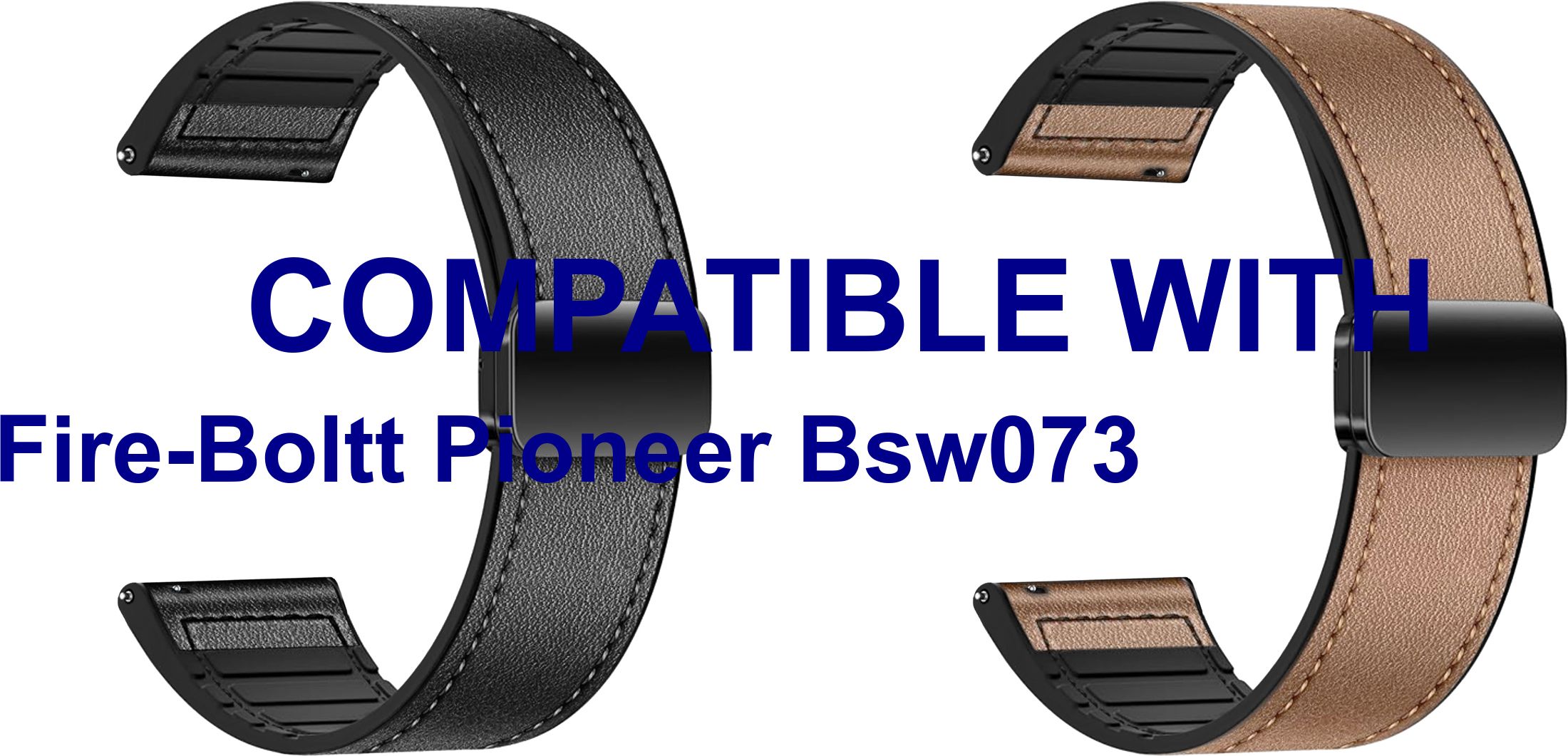 acm wsm28p22bkgl3134 pack of 2 watch strap leather magnetic silicone 22mm for |fire-boltt pioneer bsw073 smartwatch (black/gold) smart watch strap