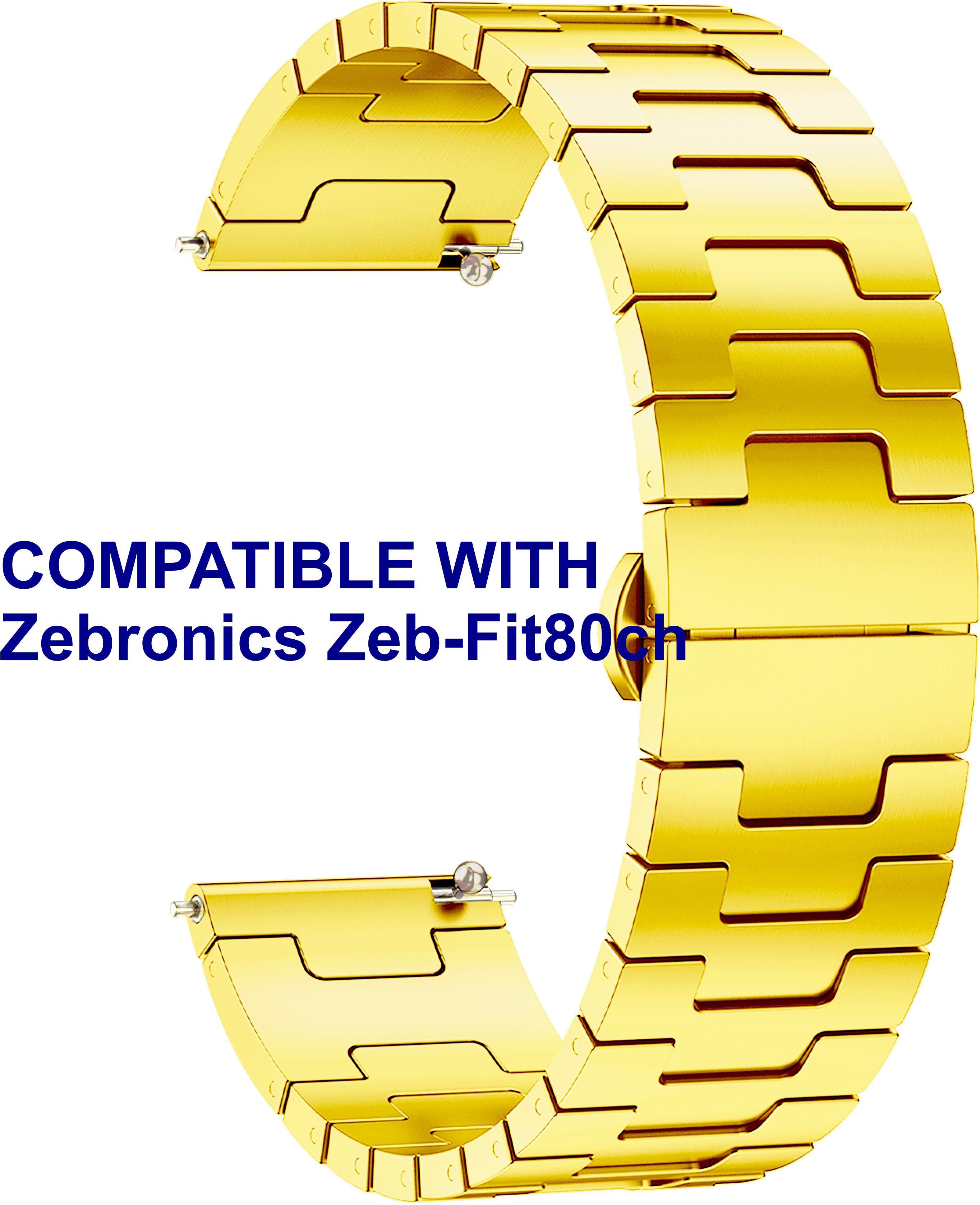 ACM WSM37Y20GL2356 Watch Strap Metal Steel 20mm for Zebronics Zeb-Fit80ch Smartwatch Gold Smart Watch Strap-picture-17
