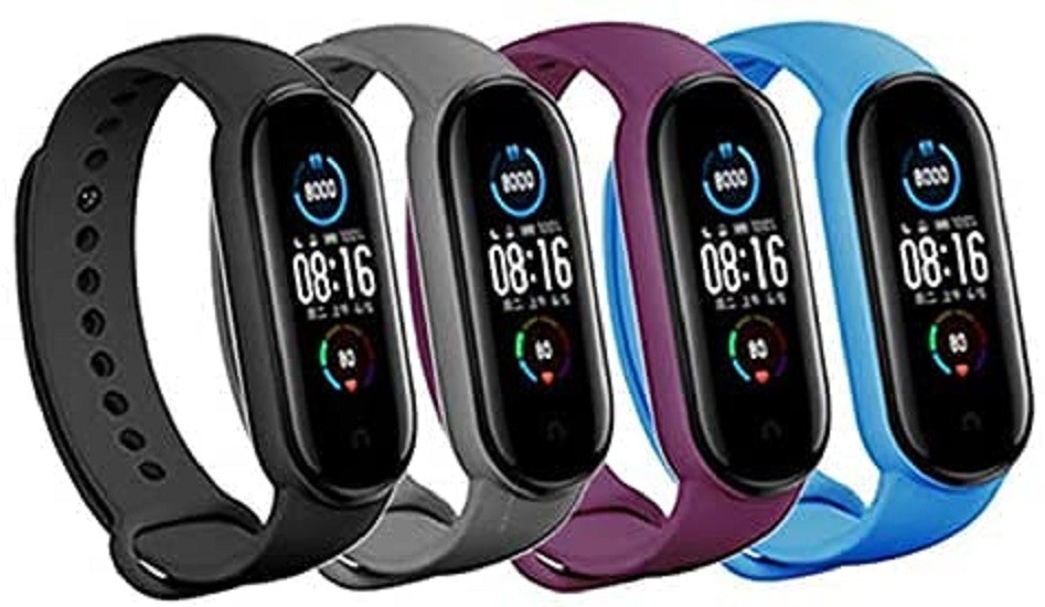 AUDICE COMBO OF 4PCS SOFT SILICON BAND STRAP FOR XIAOMI MI BAND 5 AND XIAOMI MI BAND 6 Smart Band Strap image 1
