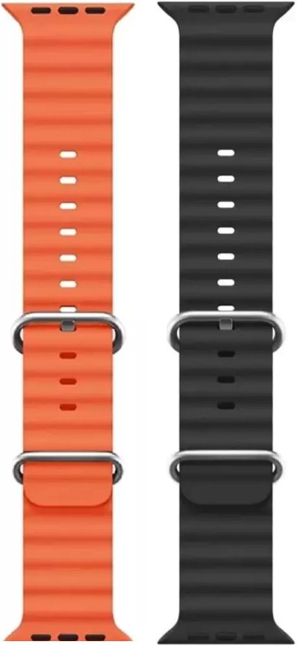 FunFlickers Smart Watch Strap Belt for Ultra Watch 49 mm, Series 8 / 7 45 mm, Series 6 / 5 / 4 44 mm, Series 3 / 2 / 1 42 mm, T800 Ultra, Watch 8 Ultra, i8 Pro Max, W26, T800. Smart Watch Strap (Orange,Black) Smart Watch Strap