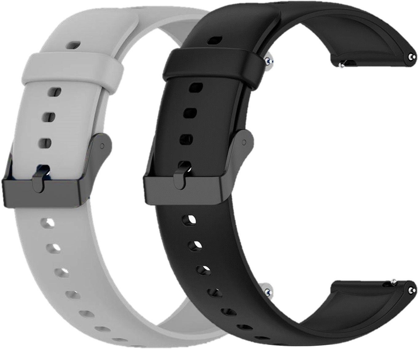 TECHWIND THD19SN3007SNBK+GY 20MM Classic Watch Strap (CHECK MODEL LIST) Combo Pack of 2 Smart Watch Strap